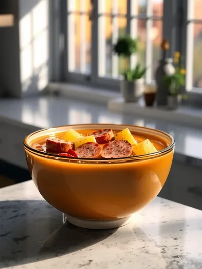 Spanish Potato Soup With Beef Sausage