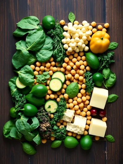 Spinach Zucchini Chickpea Bake - ingredients preparation