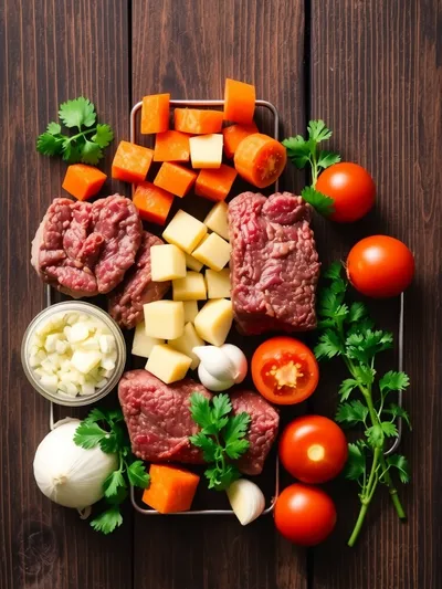 Ultimate Vegetable Beef Soup - ingredients preparation