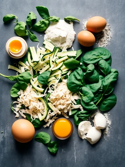 Zucchini and Spinach Pie – Low‑Carb Keto Comfort Bake - ingredients preparation